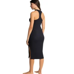 Robe débardeur longue en coton - Noire