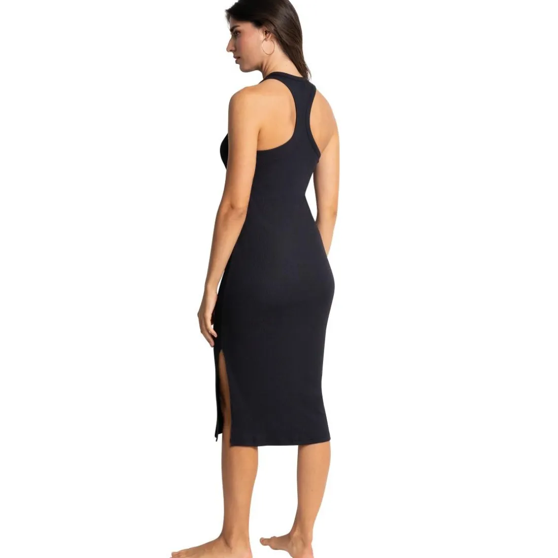Robe débardeur longue en coton - Noire