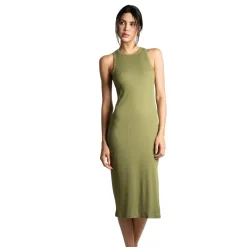 Robe débardeur longue en coton - Verte