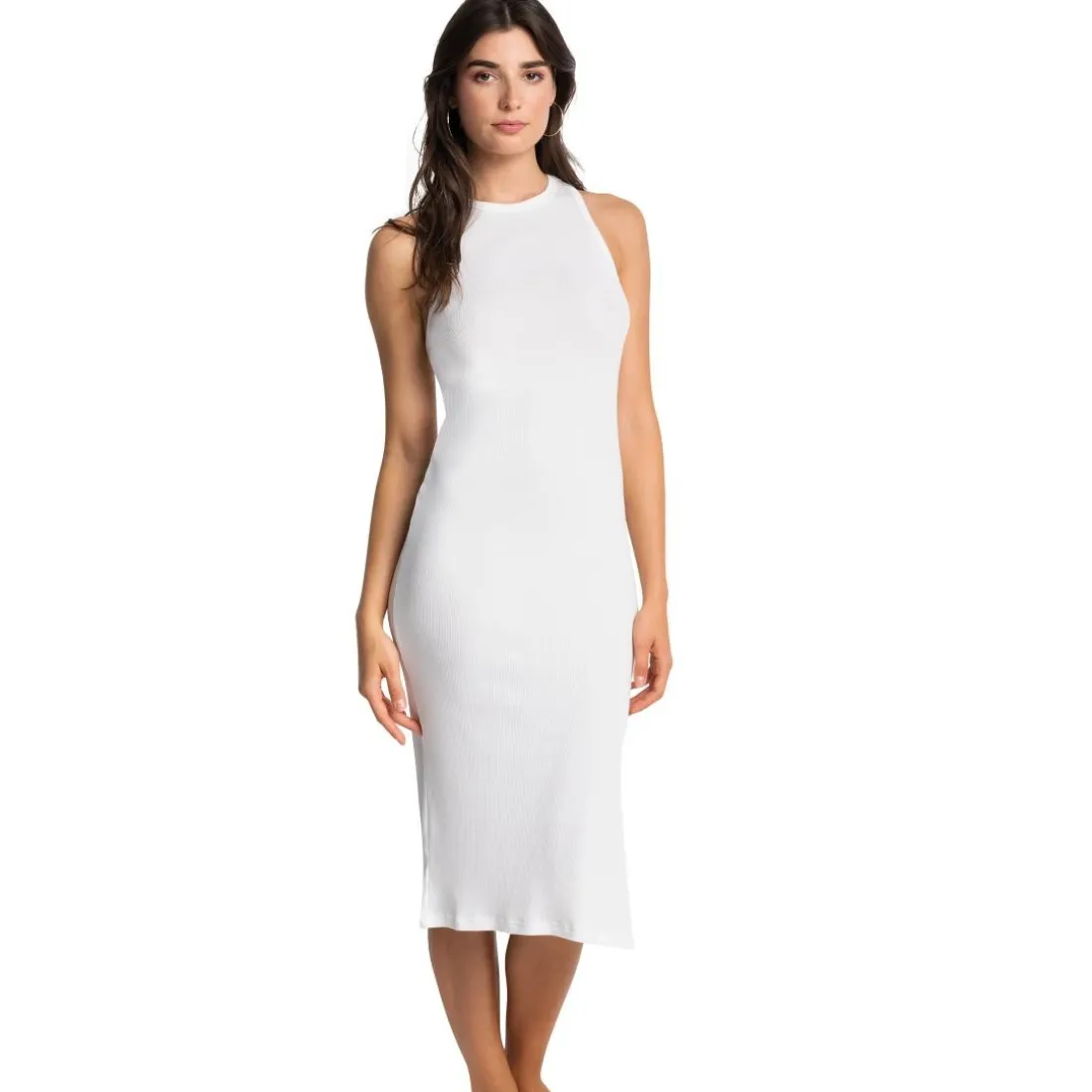 Robe débardeur longue en coton - Blanche