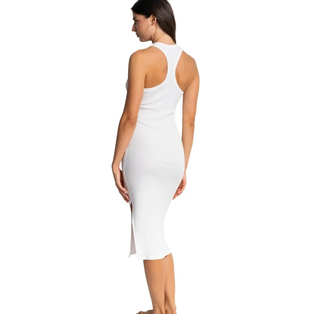 Robe débardeur longue en coton - Blanche