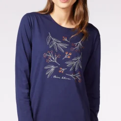Robe de nuit - Bleu marine en coton bio