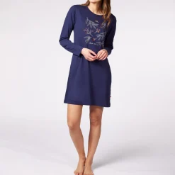 Robe de nuit - Bleu marine en coton bio
