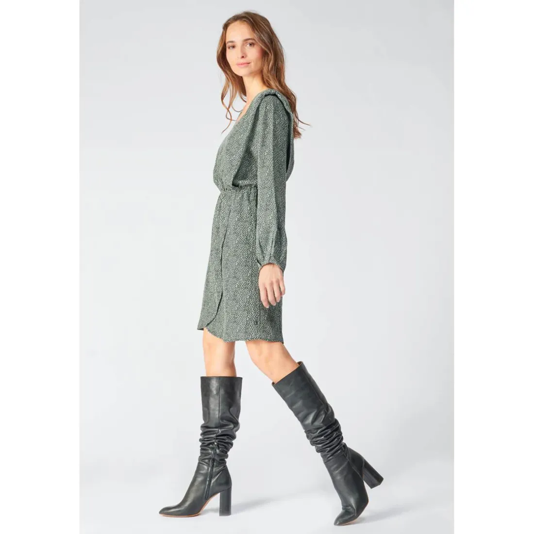 Robe droite CRIZI vert en viscose
