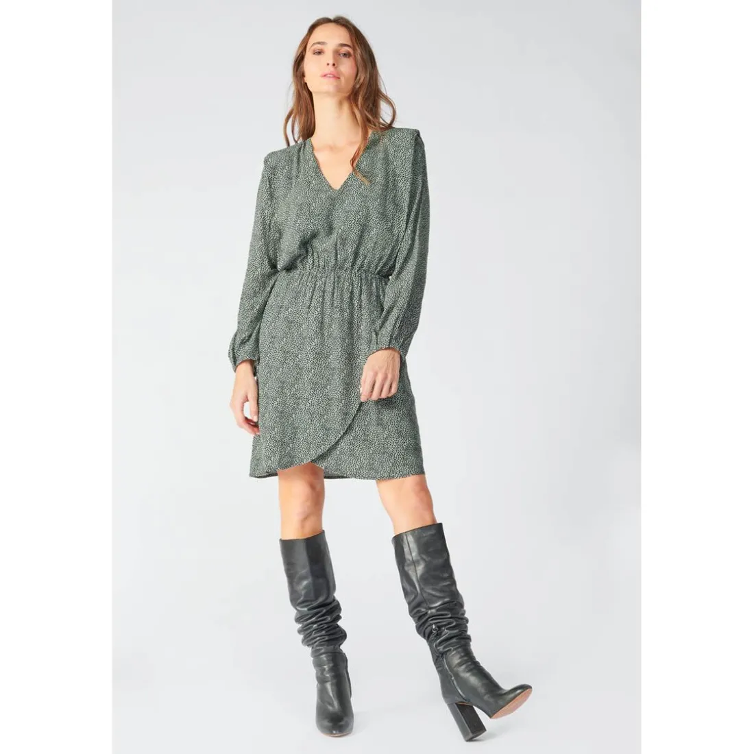 Robe droite CRIZI vert en viscose