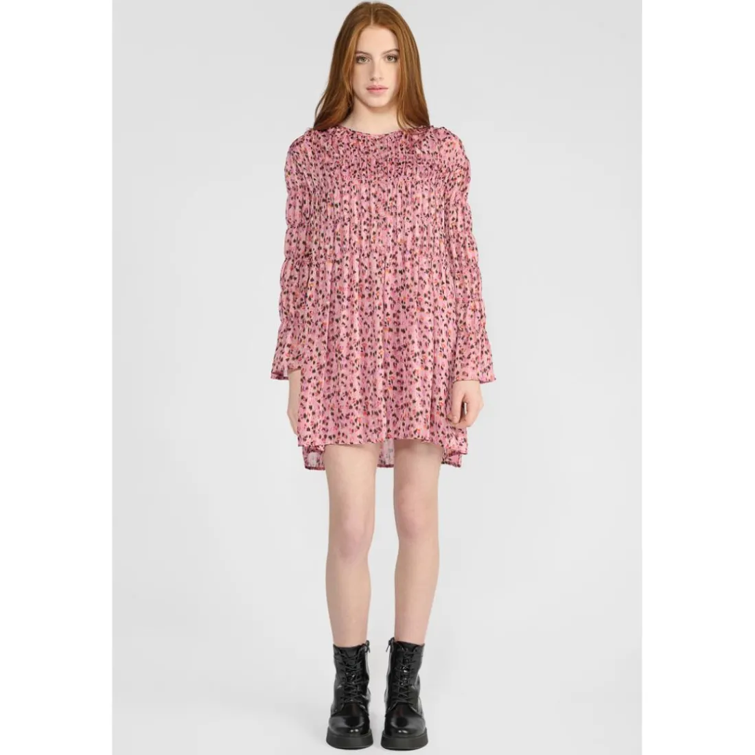 Robe droite fille SMALGI rose Zola