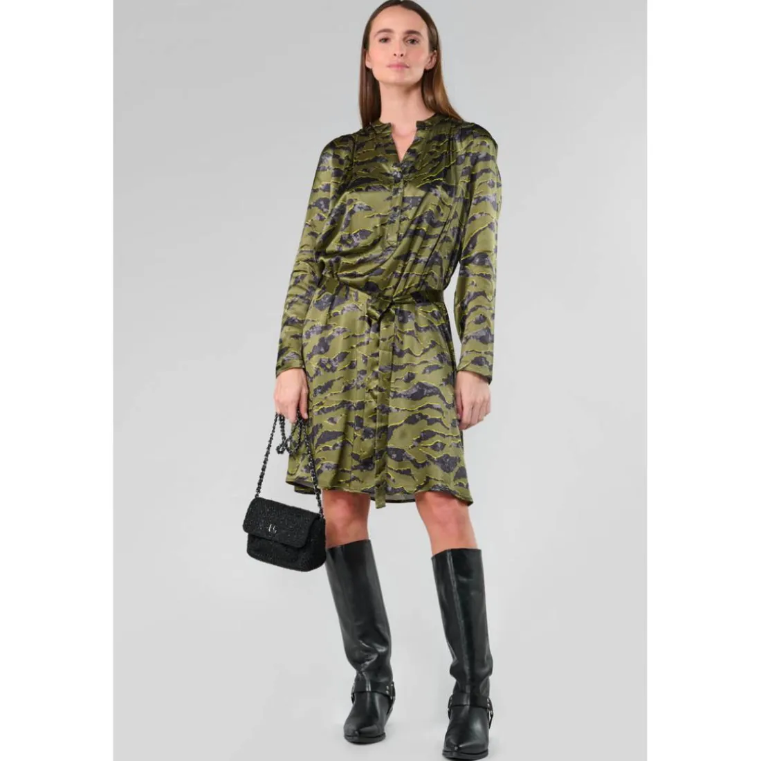 Robe droite MATCHU vert en viscose Adele