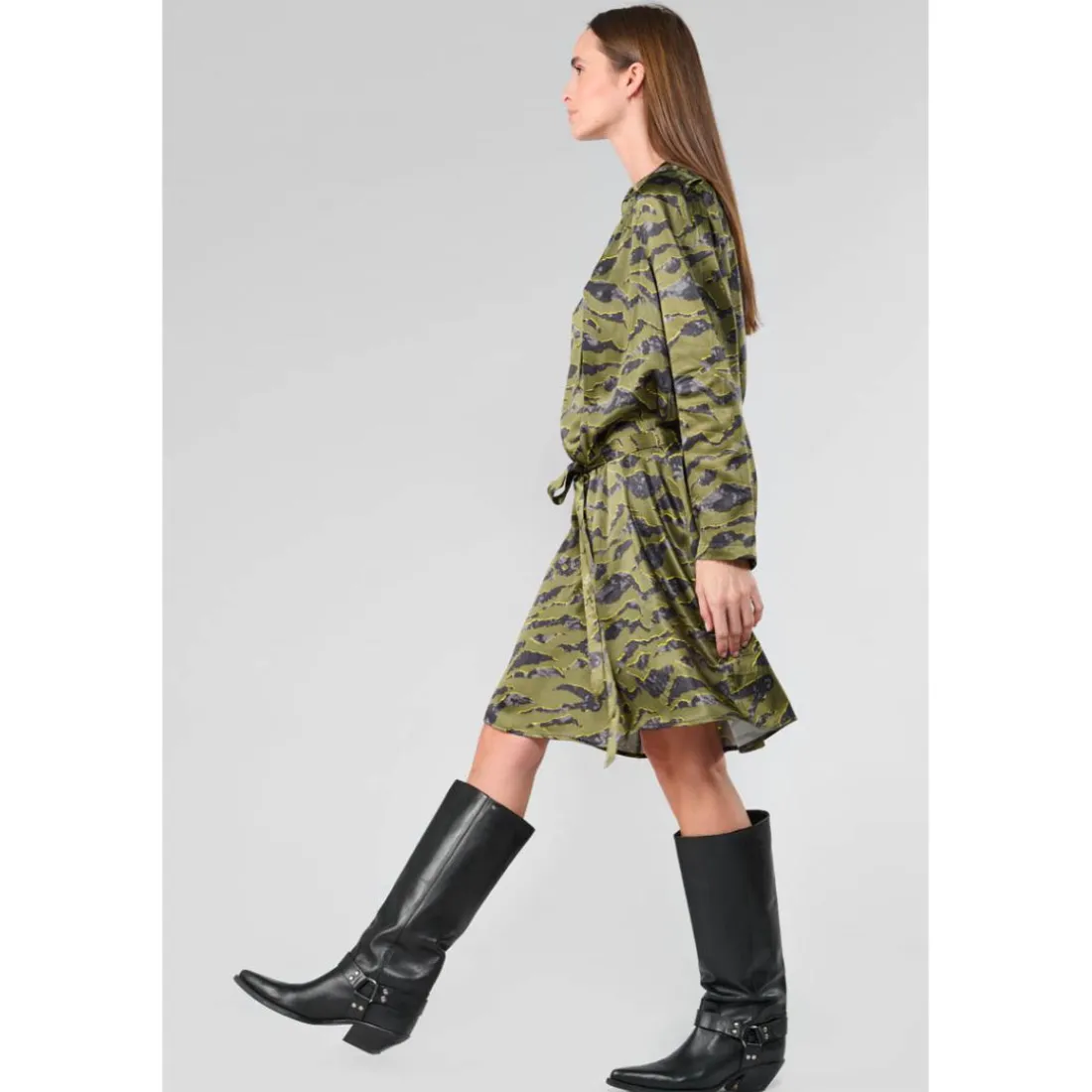 Robe droite MATCHU vert en viscose Adele