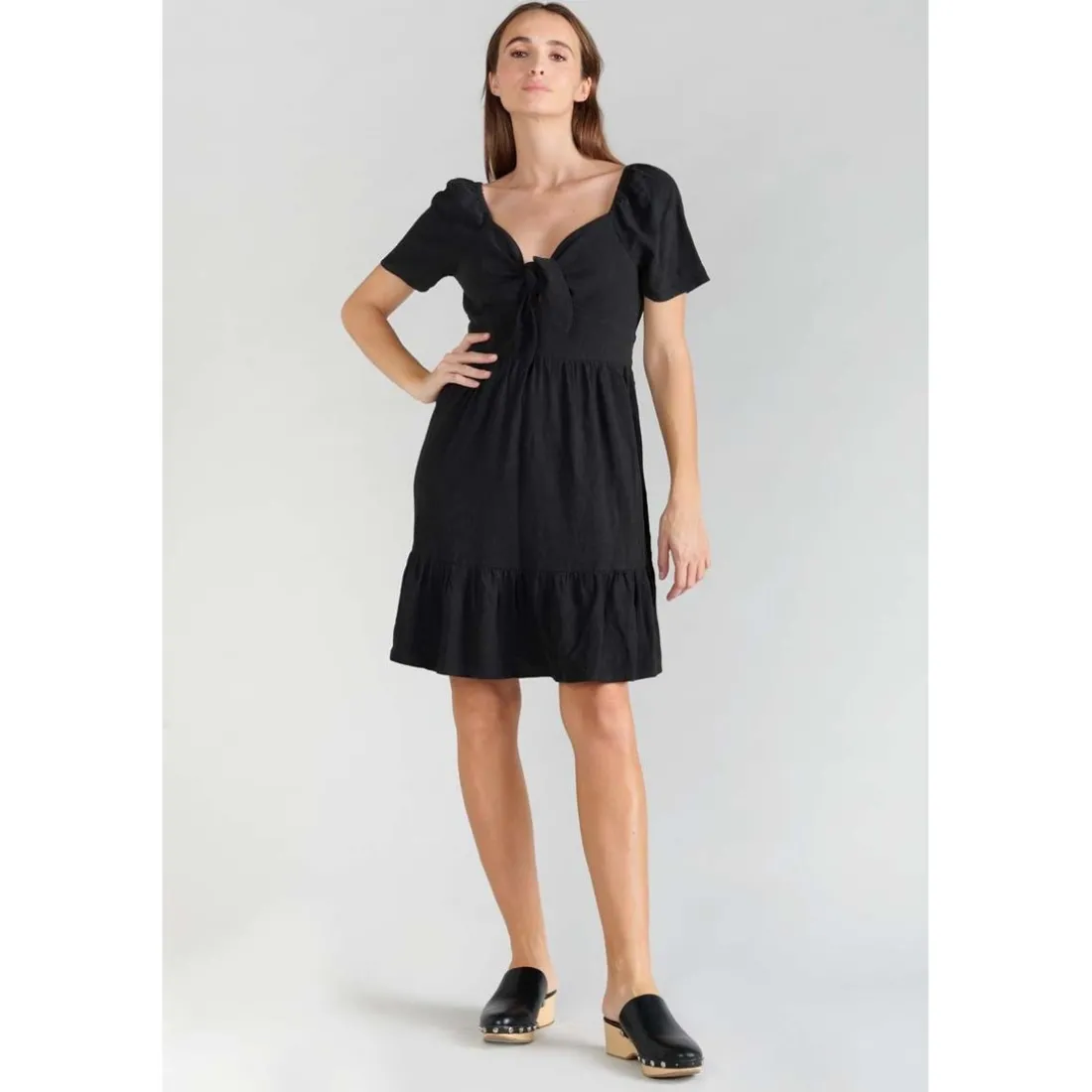Robe droite NIGHTY noir en lin