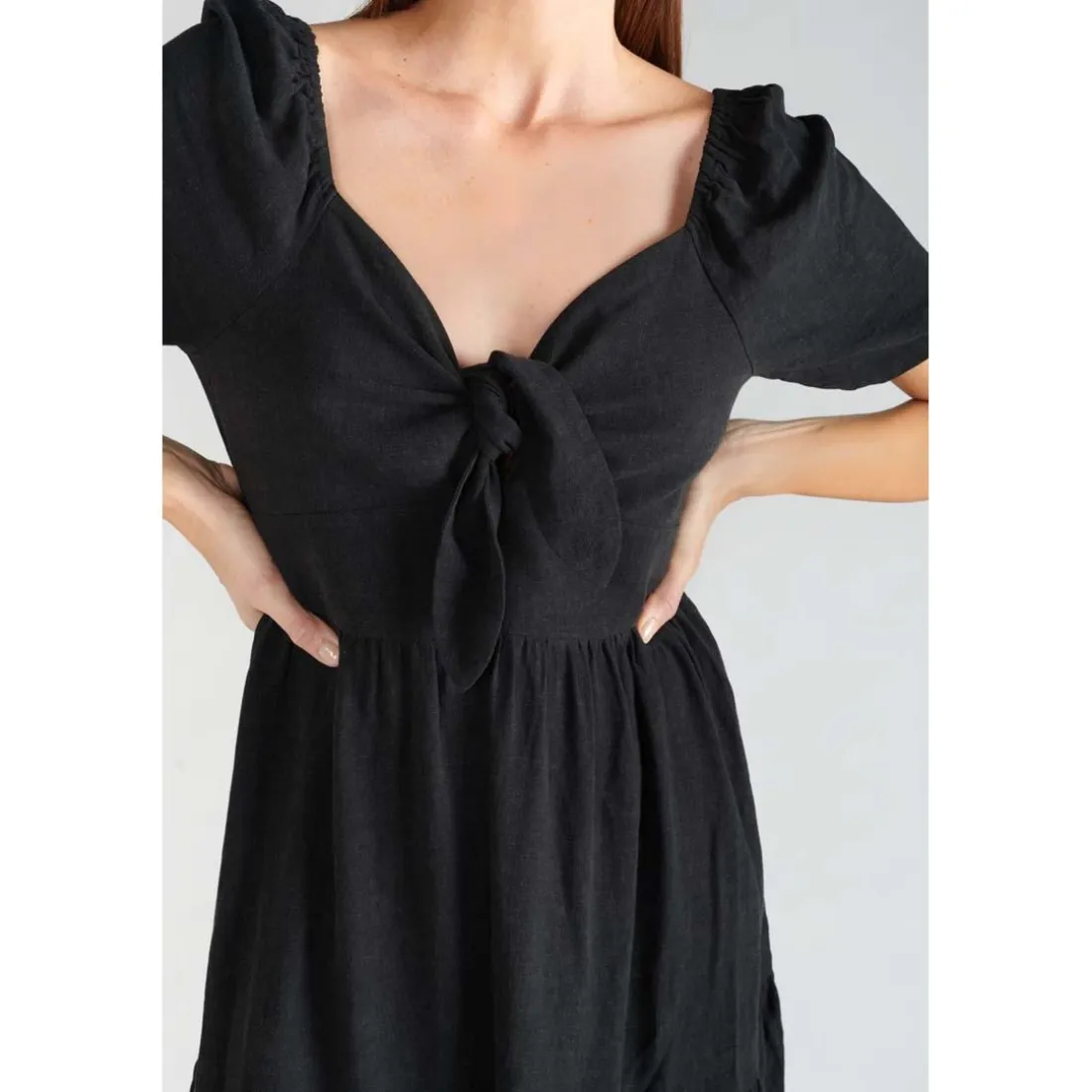 Robe droite NIGHTY noir en lin