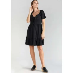 Robe droite NIGHTY noir en lin