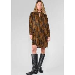 Robe droite ROY marron Ines en viscose