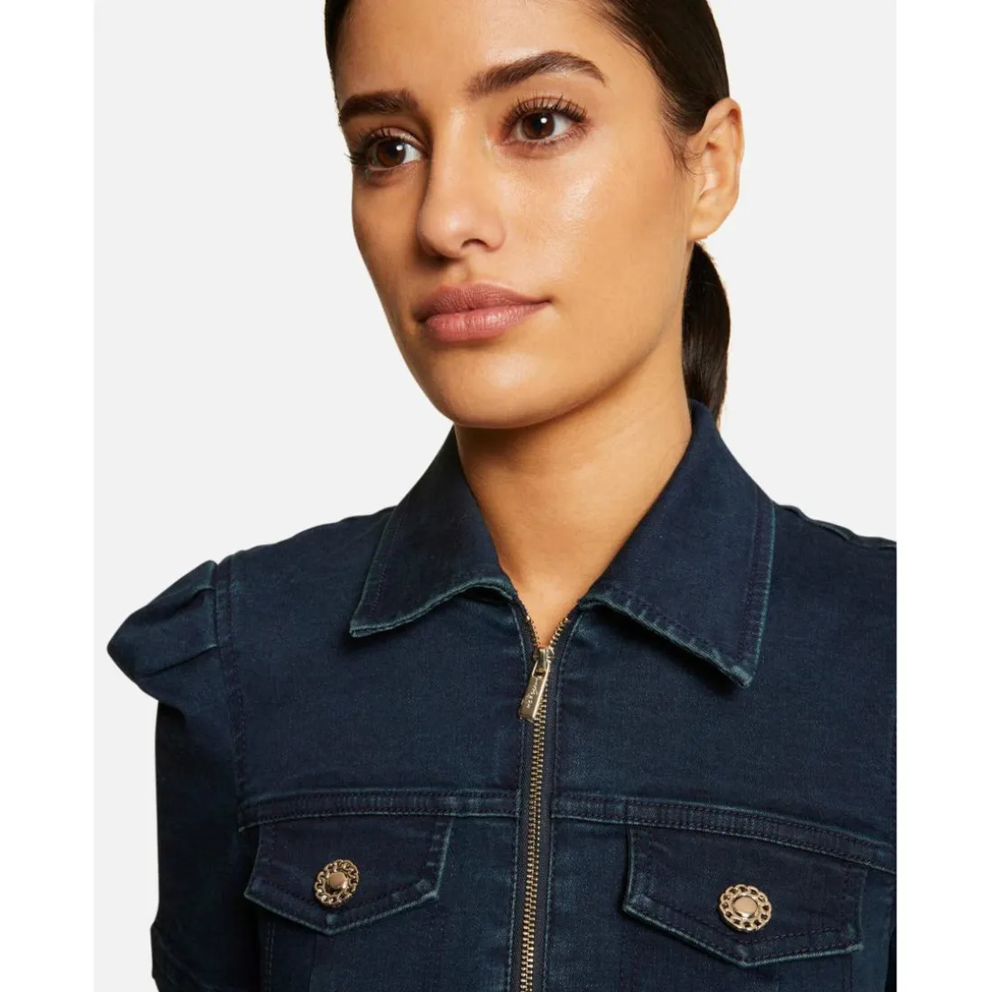 Robe droite zippée ceinturée en jean