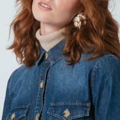 Robe en denim ceinturée Dany bleu