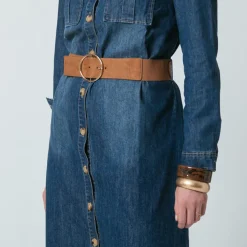 Robe en denim ceinturée Dany bleu