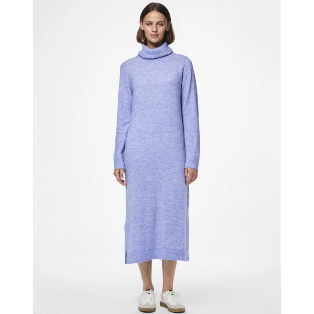 Robe en maille manches longues bleu Clio
