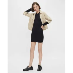 Robe en maille manches longues Crista noire Ava