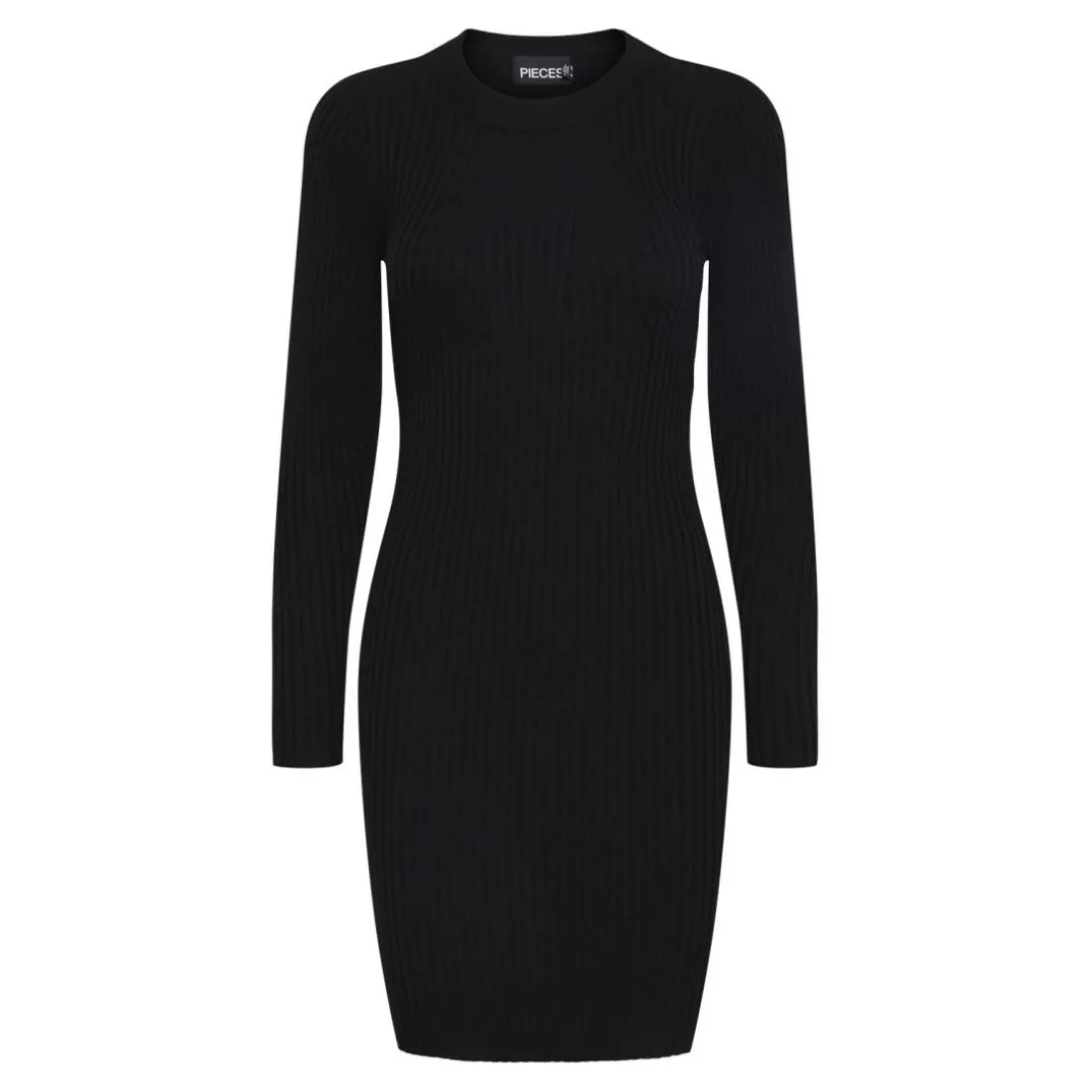 Robe en maille manches longues Crista noire Ava