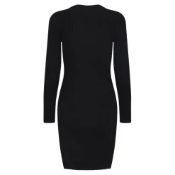 Robe en maille manches longues Crista noire Ava