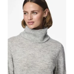 Robe en maille manches longues gris clair Vivi