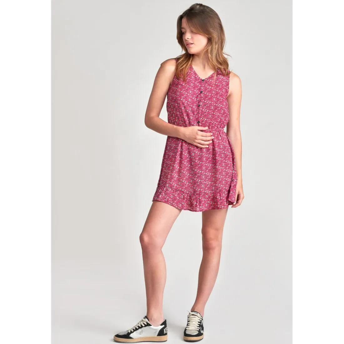 Robe evasée fille, patineuse ALENAGI fuchsia