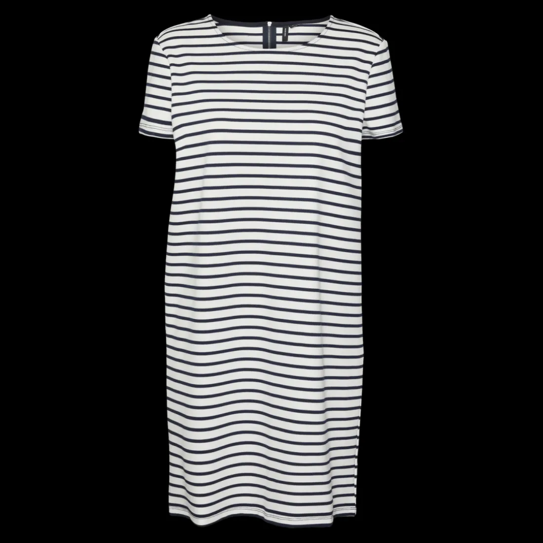 Robe fermeture éclair court col rond manches courtes blanc Maëlys