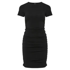 Robe froncée manches courtes Madison noir Molly