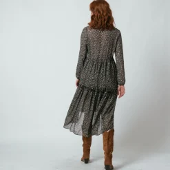 Robe longue boutonnée Jeanne Noire