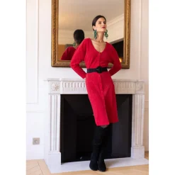 Robe longue dos V Damienne rouge