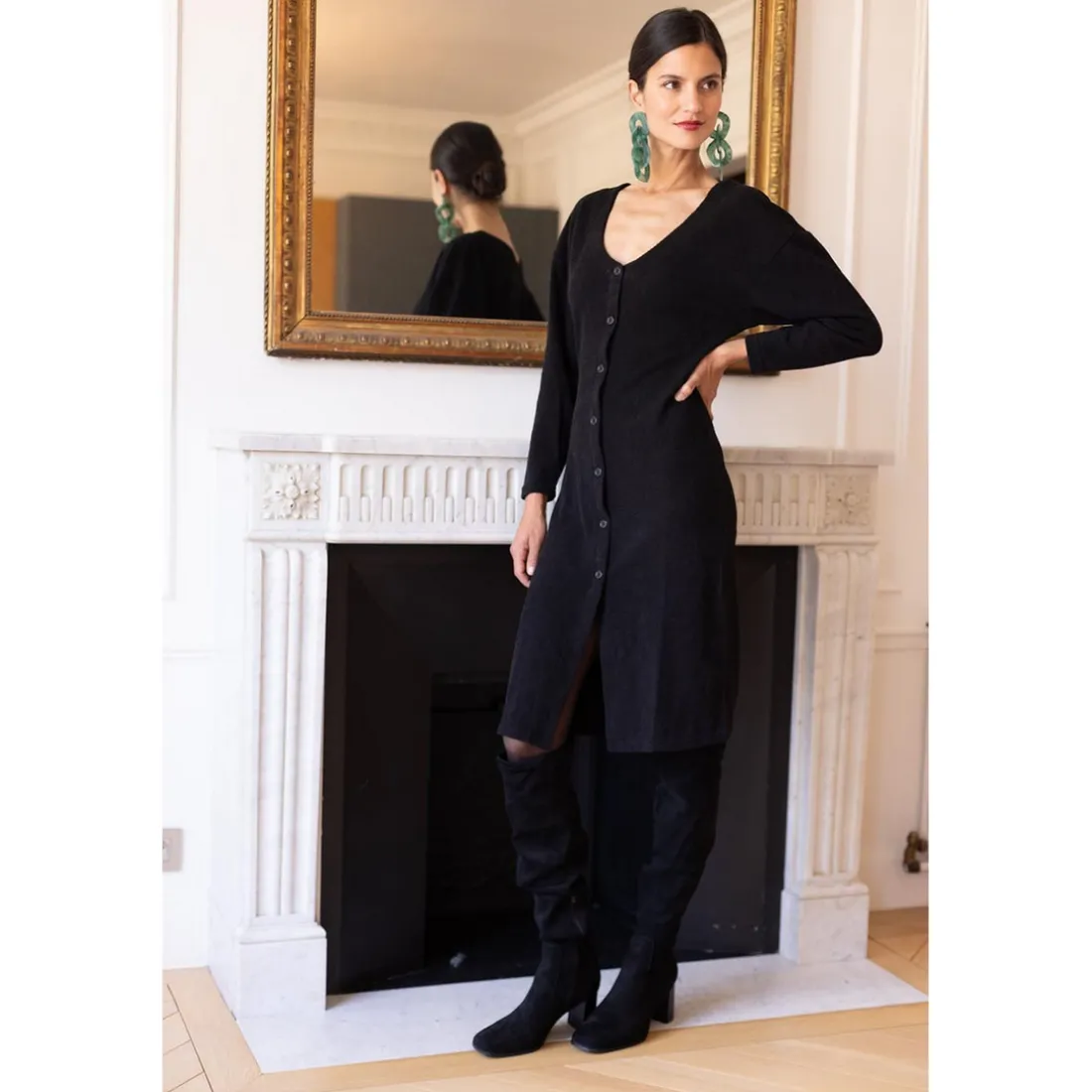 Robe longue dos V Damienne noir