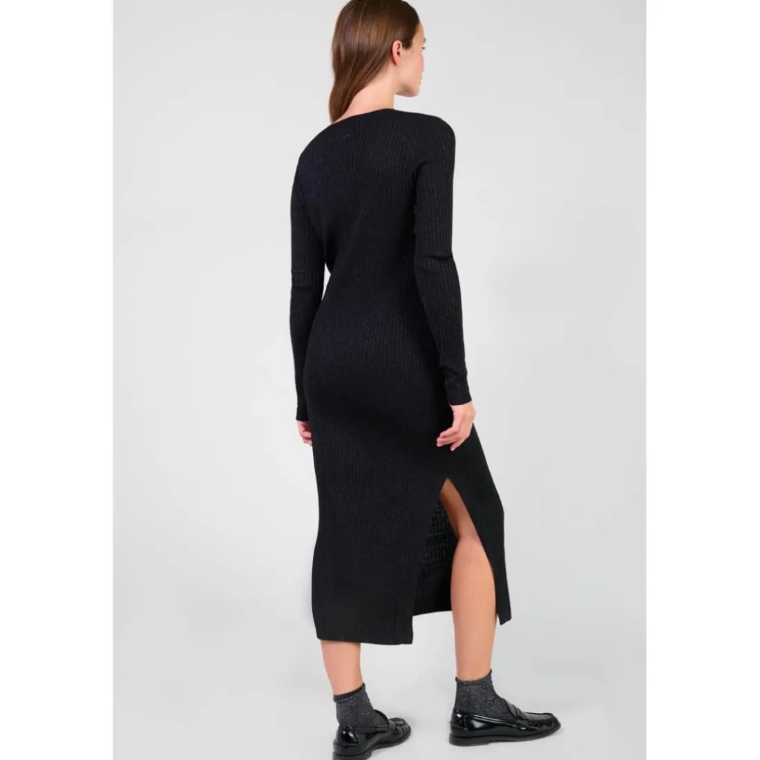 Robe longue droite ANOMY noir Isla