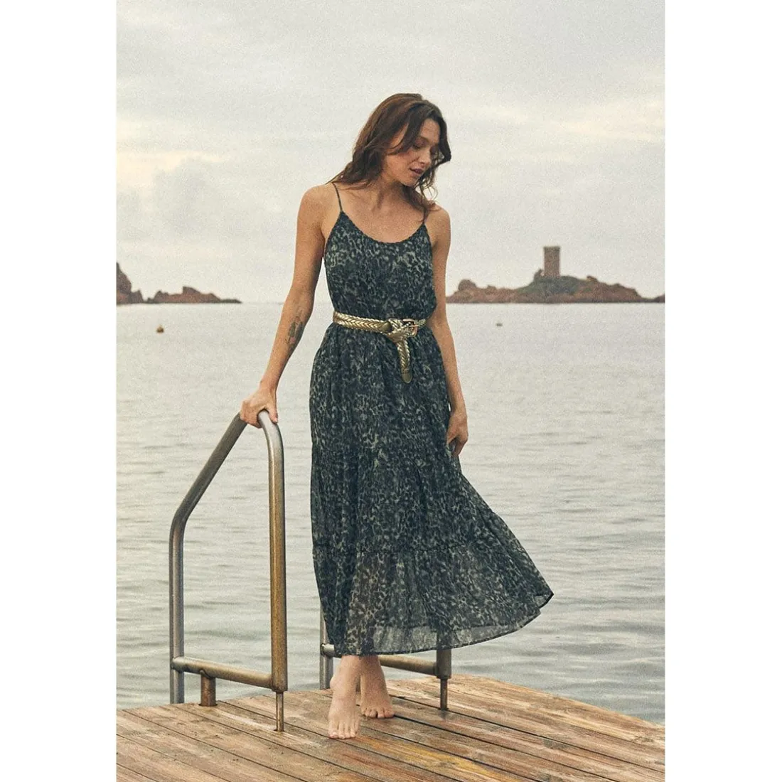 Robe longue droite LISAKA kaki