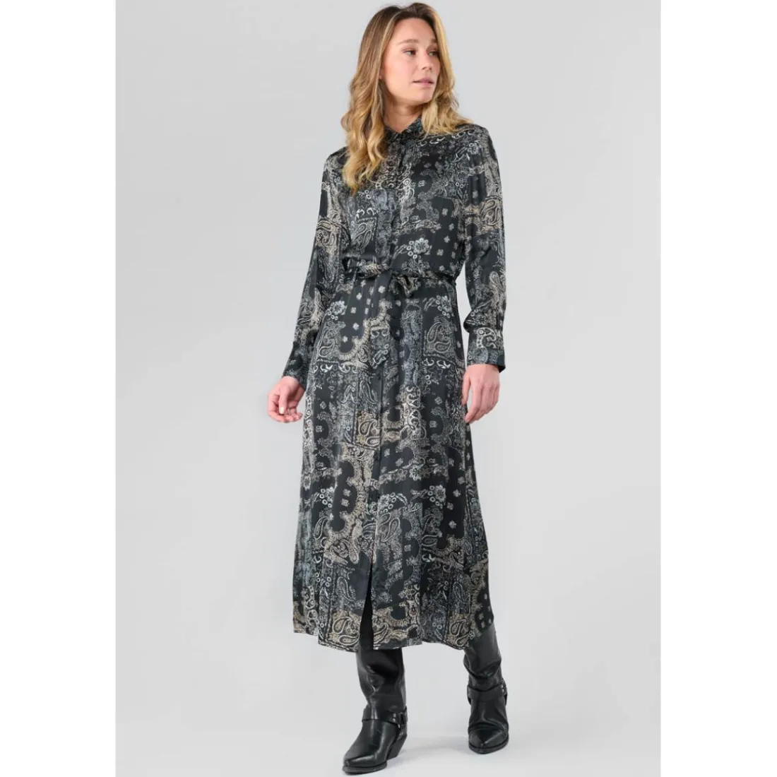 Robe longue droite SERAPHY noir Nia en viscose