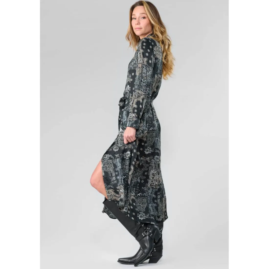 Robe longue droite SERAPHY noir Nia en viscose