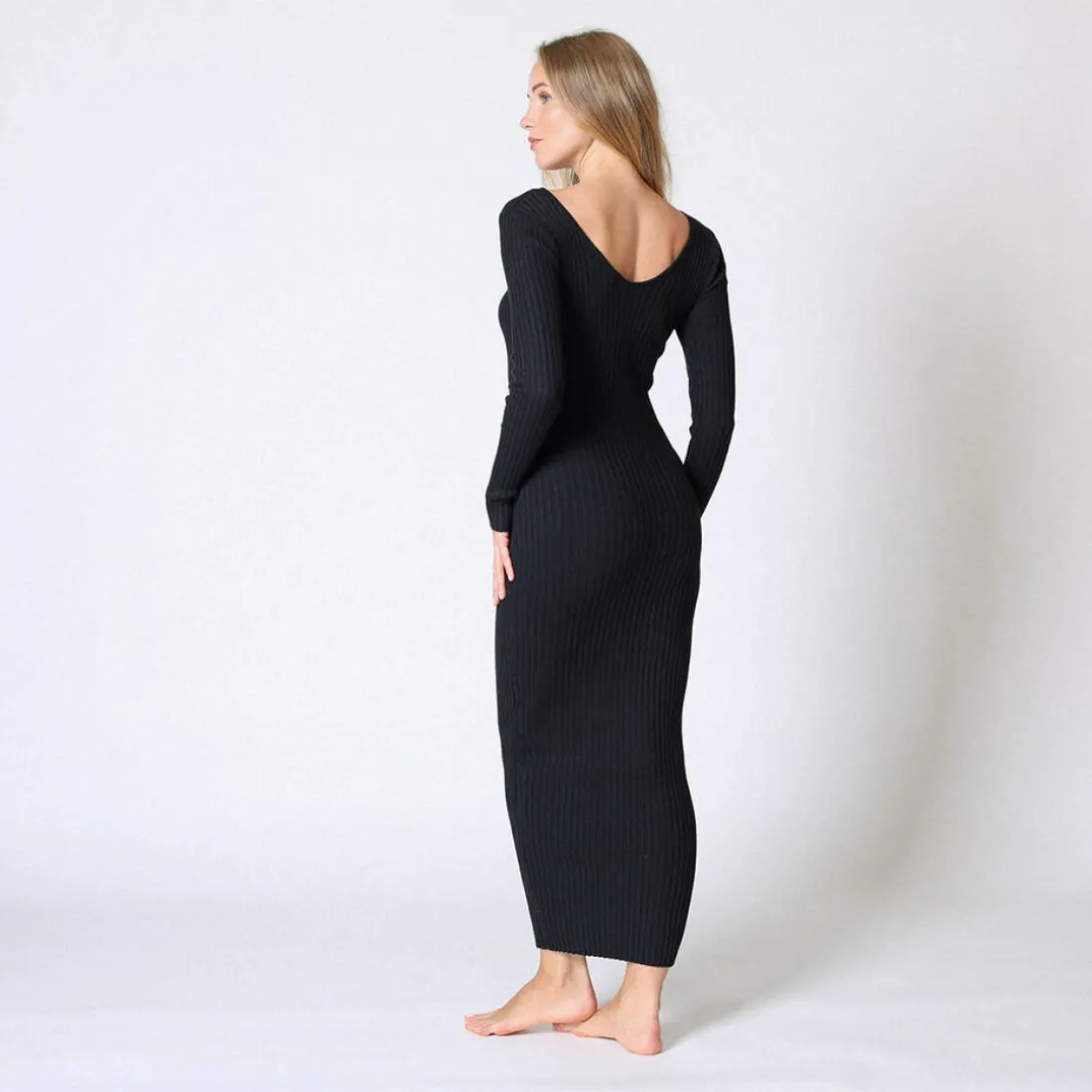Robe longue en maille noir