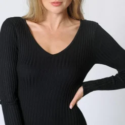 Robe longue en maille noir