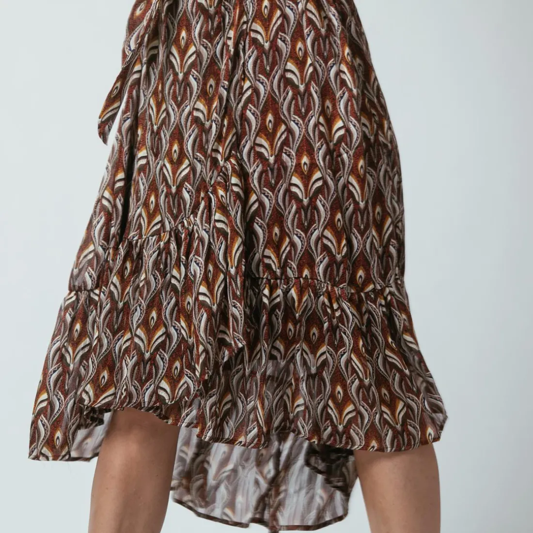 Robe longue imprimée croisée Mary bordeaux