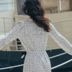 Robe longue manches longues imprimée Dany en viscose
