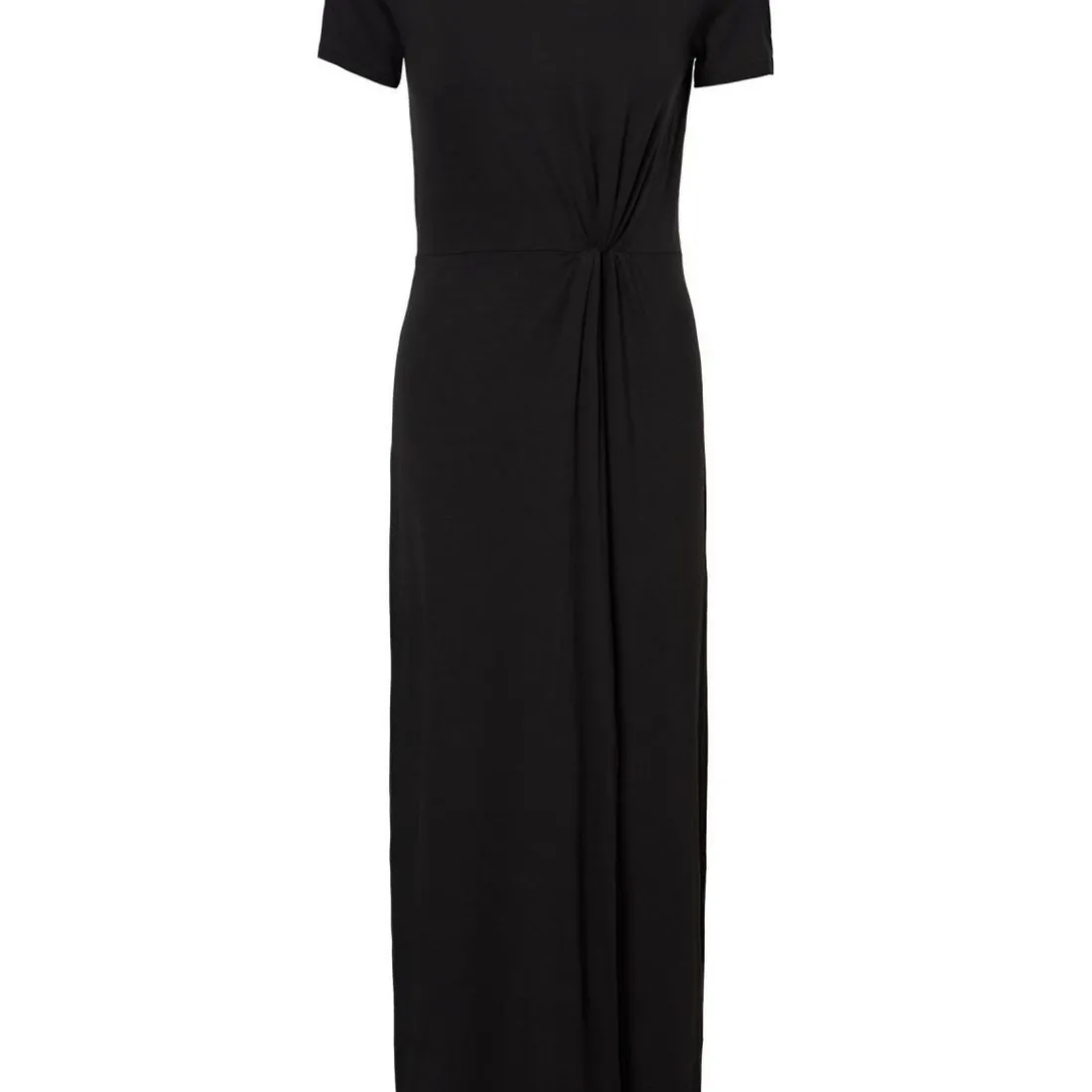 Robe longue Slim Fit Col rond Manches courtes noir