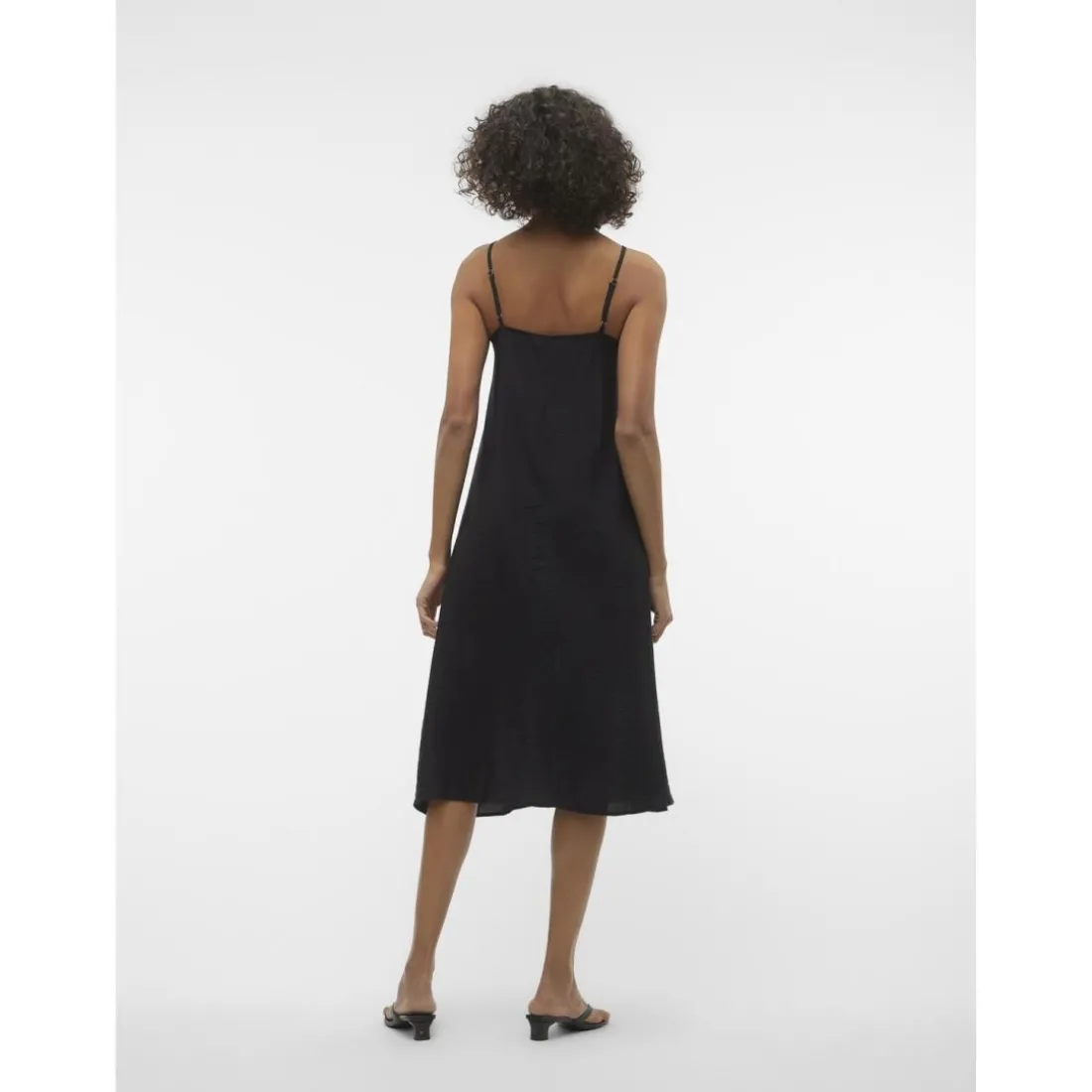 Robe longueur cheville col en v sans manches noir Bea