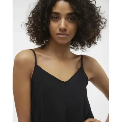 Robe longueur cheville col en v sans manches noir Bea