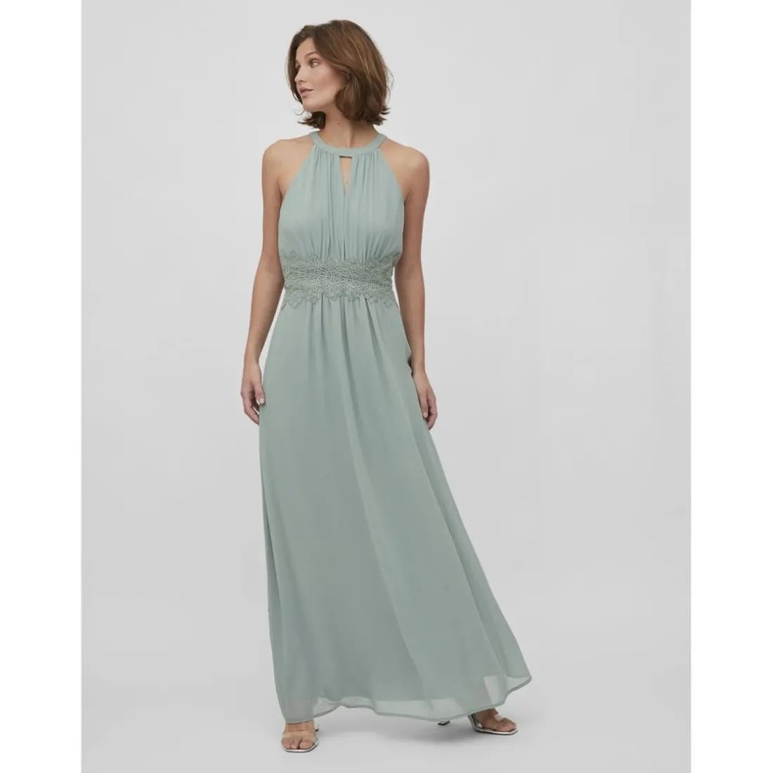 Robe longueur maxi dentelle féminine vert Nea