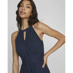 Robe longueur maxi dentelle féminine bleu Molly