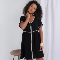 Robe manches courtes en gaz de coton Claire