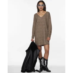 Robe midi en maille marron Amy