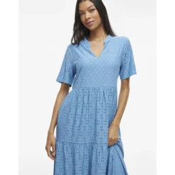 Robe midi manches courtes Kawa turquoise Lyra