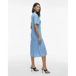 Robe midi manches courtes Kawa turquoise Lyra