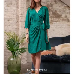 Robe Shima vert en viscose