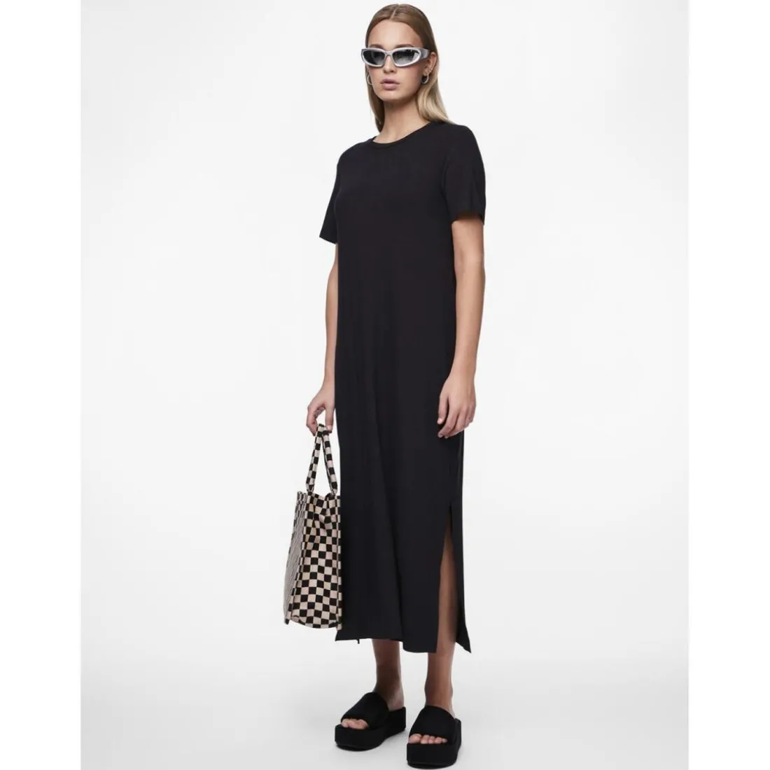 Robe T-shirt maxi en viscose Sofia noir Gaia