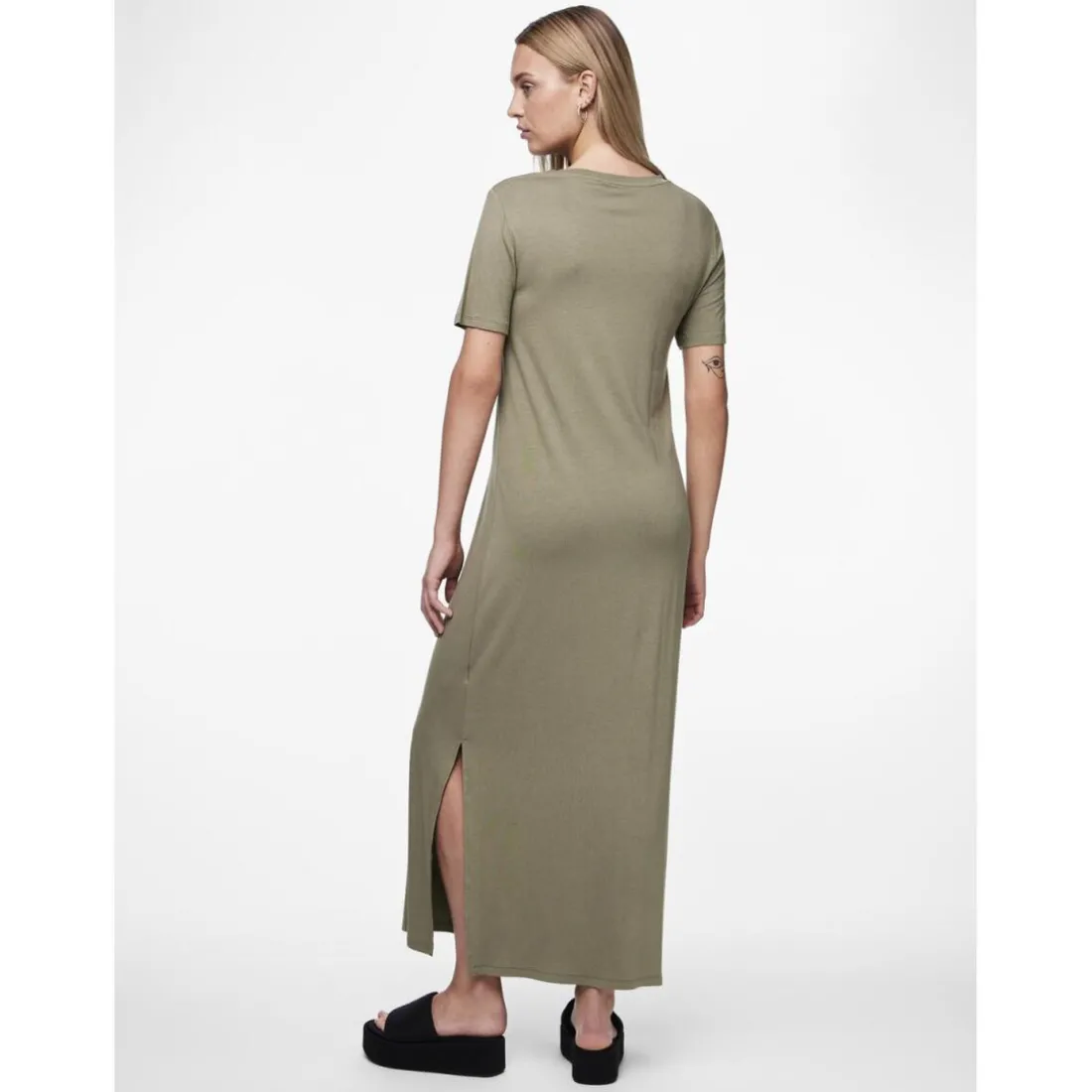 Robe T-shirt maxi en viscose Sofia vert Cléo Yara
